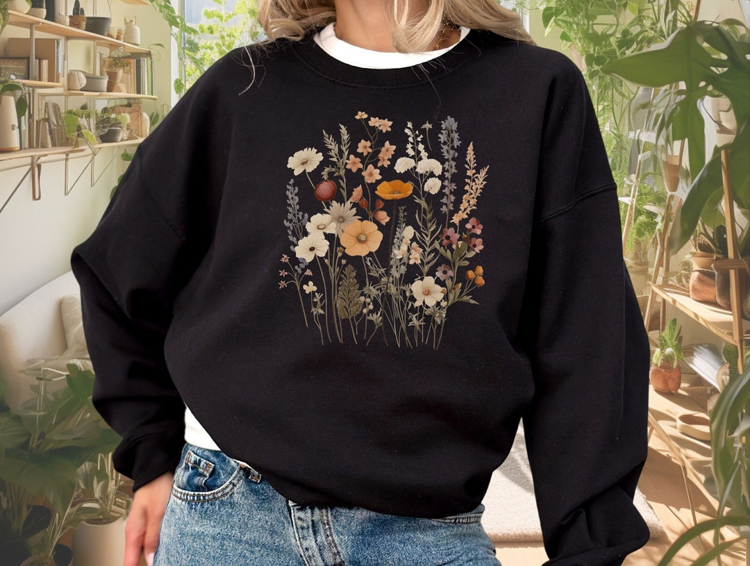 Pressed Wildflowers Sweatshirt, Comfort Colors, Graphic Tee, Floral ...