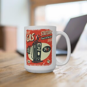 Nostalgic Retro Gas Station Ceramic Mug 15oz