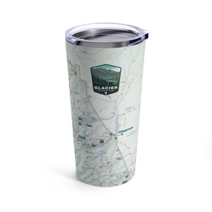 Glacier-Nationalpark-Karte, vakuumisolierter Edelstahl-Reisebecher, 590 ml
