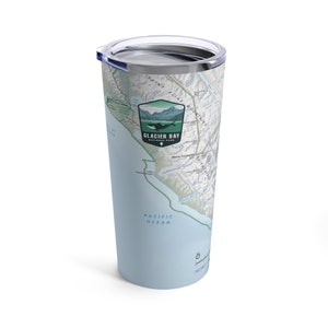 Karte des Glacier-Bay-Nationalparks, vakuumisolierter Edelstahl-Reisebecher, 590 ml