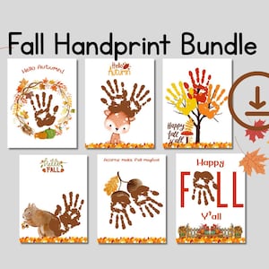 Fall Handprint craft Bundle for Kids, Fall art for children, Keepsake Art, Autumn Craft Idea, Footprint leaf deer tree