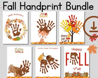 Fall Handprint craft Bundle for Kids, Fall art for children, Keepsake Art, Autumn Craft Idea, Footprint leaf deer tree