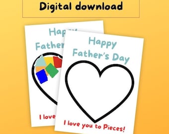 Créations artisanales en papier déchiré pour la fête des pères par des enfants, créations faciles en papier de soie pour papas à téléchargement numérique