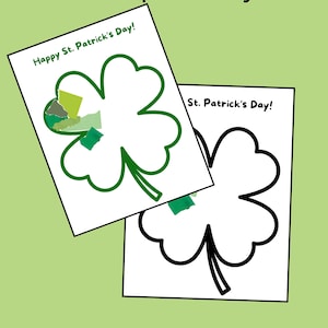 Attività artigianale con carta strappata del trifoglio di San Patrizio, attività fai da te per bambini in età prescolare, attività artigianale di carta del quadrifoglio a 4 foglie
