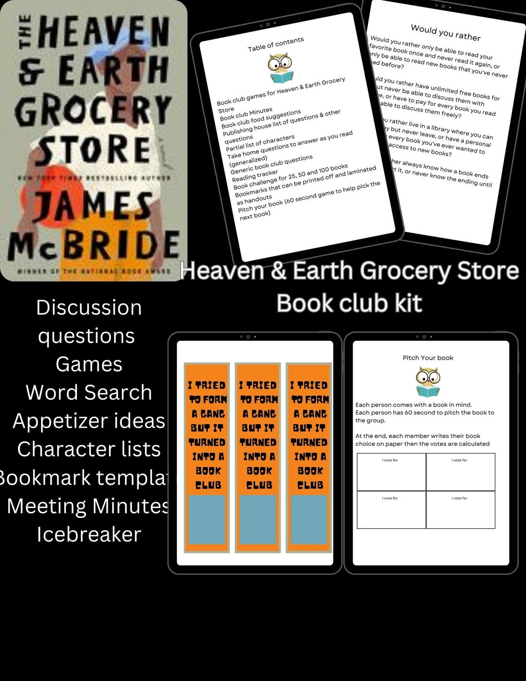 Heaven and Earth Grocery Store Book Club Guide Kit gamesdiscussion Questions Ames Mcbride