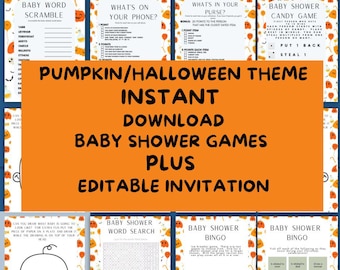 October/Halloween Baby Game Bundle shower Pumpkins / Skulls Unisex Games Bundle 8.5x11