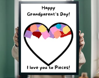 Grandparents Day torn paper craft, activities for kids, Shredded pieces paper, Grandparent's day cards, Craft for daycare, kindergarten