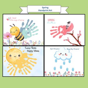 Vårpyssel med handavtryck, fågelaktivitet, minnessak för handavtryck, present till babyhandavtryck, gör-det-själv-aktivitet för småbarn i förskoleklass, aprilduschar