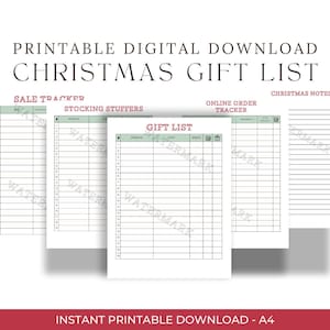 Christmas Gift List Printable | Gift Tracker | Christmas Gift Checklist | Gift Budget | Xmas Planner, Christmas To Do List, Holiday Shopping
