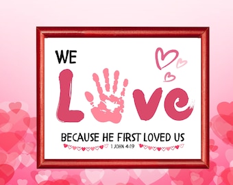 Sonntagsschule Handabdruck Kunst Bundle, Christian Craft Babys Kleinkinder Kinder, Vorschulaktivität Bibel Vers Kirche, Valentinstag Ostern