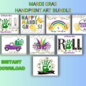 Activités de mardi gras pour les enfants, Laissez le bon temps rouler Activité en classe d'art avec empreintes de main, bricolage, projet artistique pour enfants d'âge préscolaire, lot imprimable