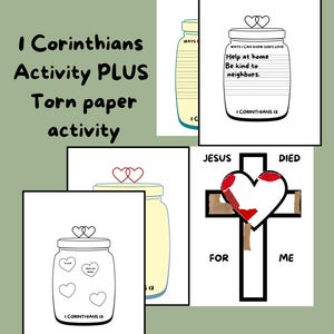 Corinzi Scuola domenicale artigianato carta strappata croce artigianato cristiano neonati bambini piccoli bambini, attività prescolare versetto della bibbia chiesa 1 corinzi