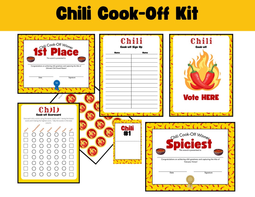 Chili Cook-off Winner Certificates Plus Scorecards - First Second Third ...