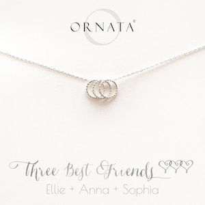 Drie beste vrienden delicaat - Sterling zilveren ketting op gepersonaliseerde sieradenkaart