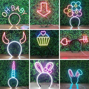 Faixa de cabeça neon - Faixa de cabeça neon personalizada para Halloween, aniversário, despedida de solteira - Decoração de festa personalizada