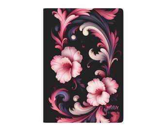Baralho de pôquer com filigrana floral rosa | Design decorativo de espadas