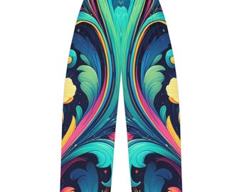 Vibrant Floral Kaleidoscope Pajama Pants | All-Over Print