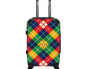 Bunter Karo Muster Koffer | Personalisiertes Monogramm-Gepäck