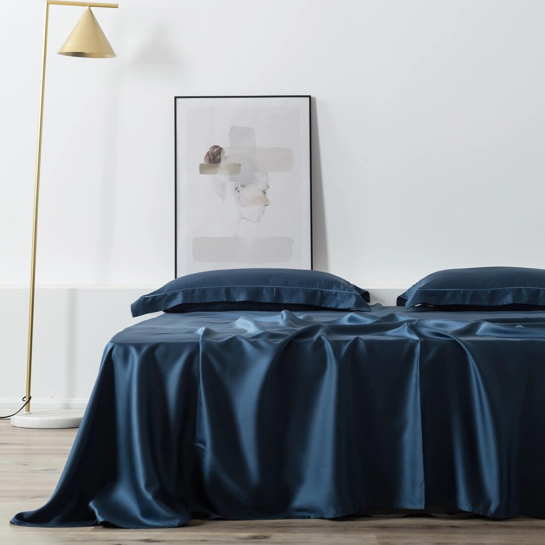 Premium Silk Satin Fitted Sheet & Satin Flat Sheet Satin Silk Etsy