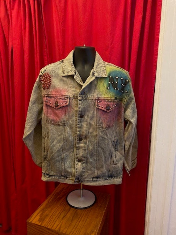 Tony Alamo style hand painted and studded denim j… - image 4