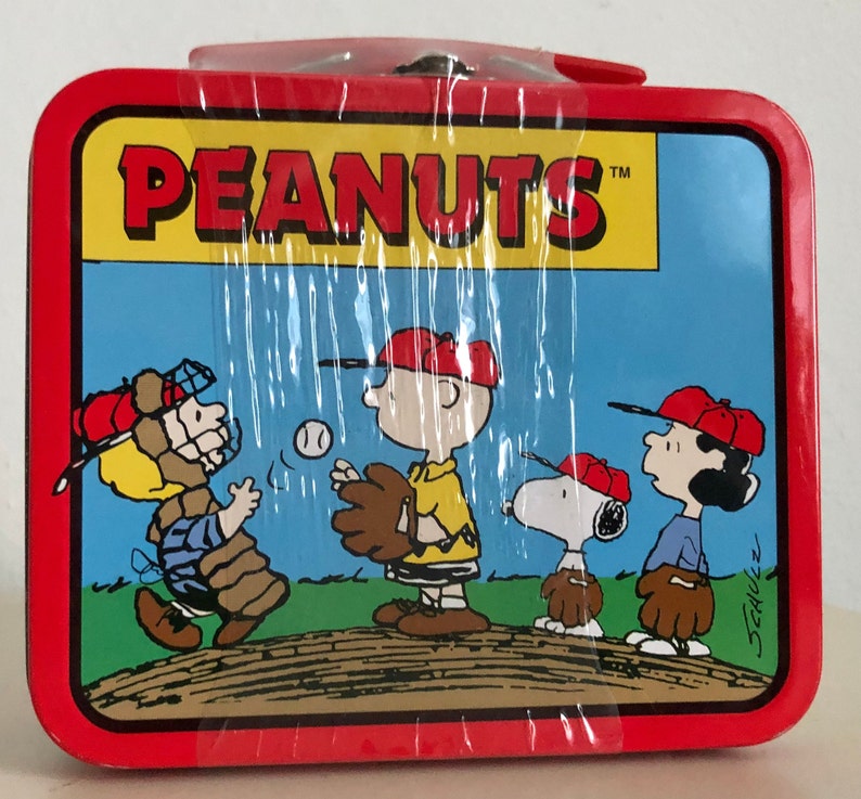 Vintage Peanuts and Snoopy Baseball Tin Lunch Box. - Etsy
