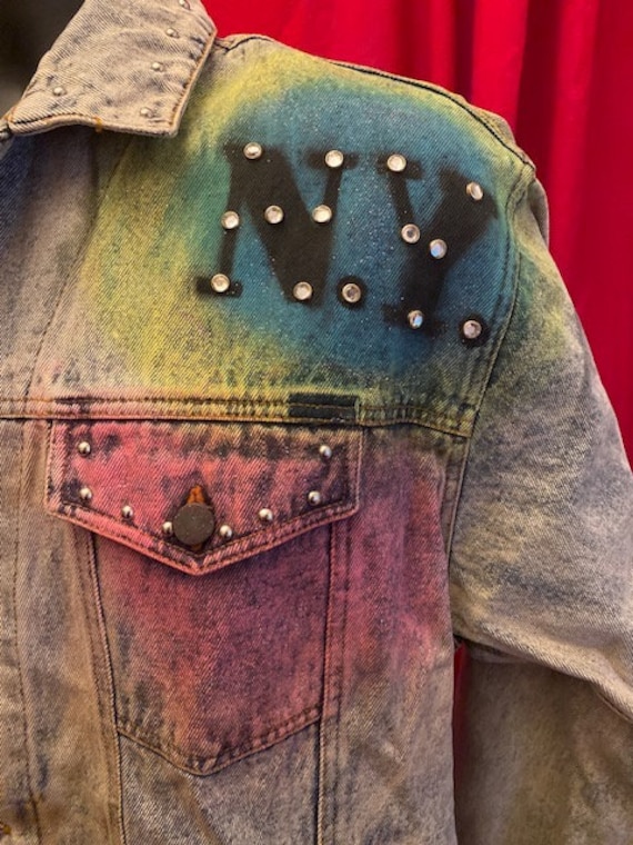 Tony Alamo style hand painted and studded denim j… - image 2