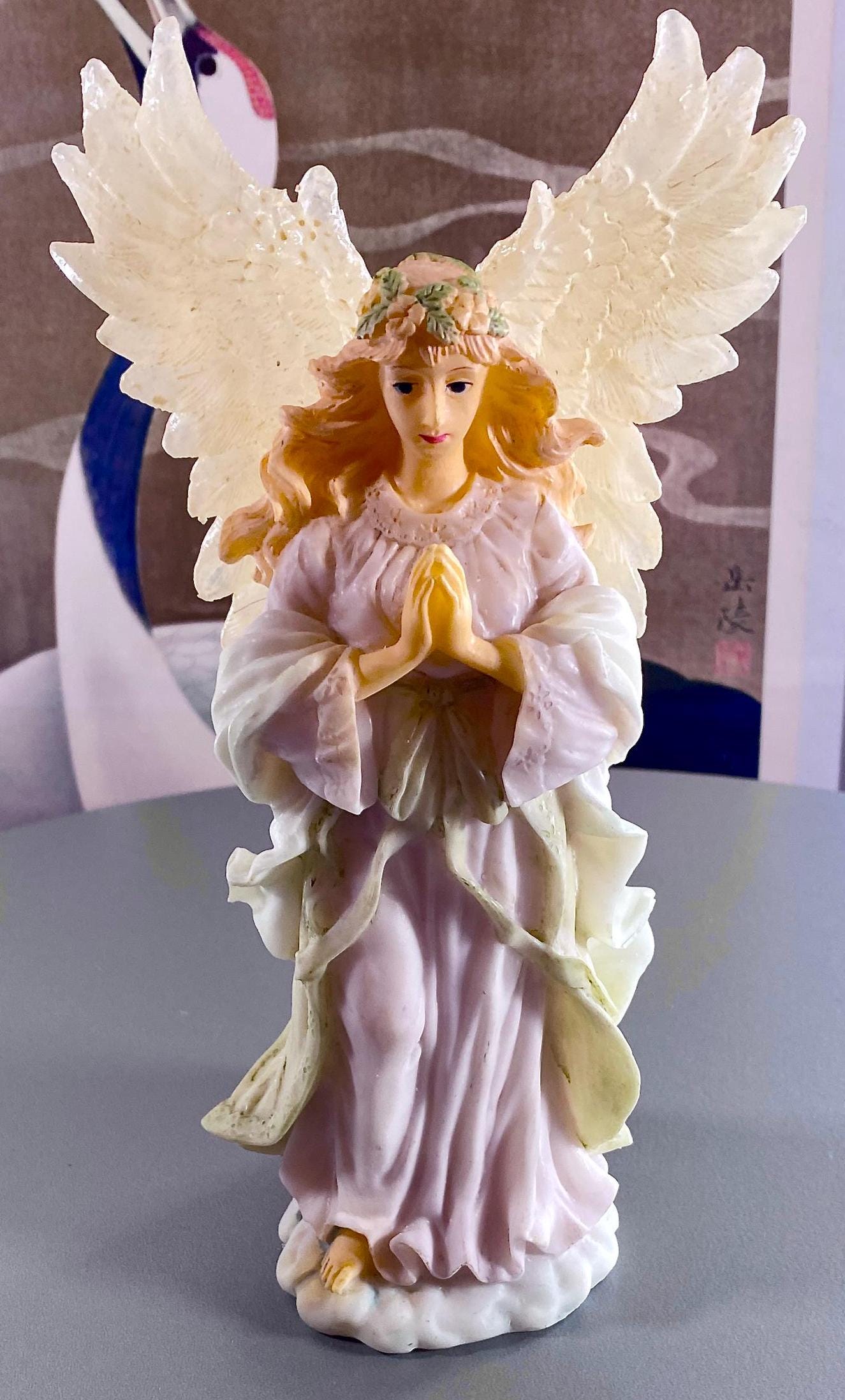 One Winged Angel Figure Vintage Praying Winged Angel Figurine in a Pink Robe. - Etsy
