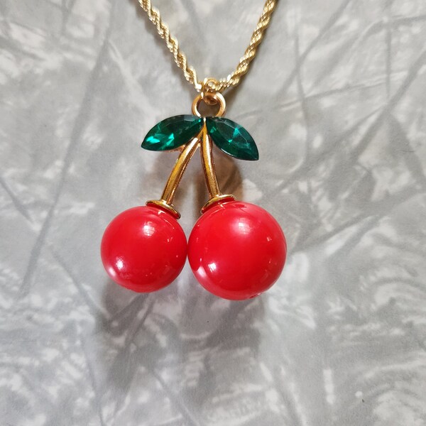 Large Cherry Charm Necklace. This is a heavier necklace. Thank you for shopping at my store.