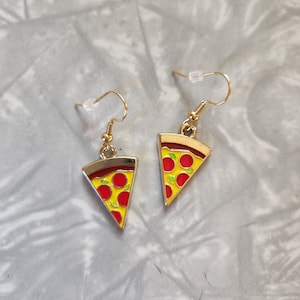 Pizza Charm Earrings, Food Jewelry, Wild, Fun Earrings.