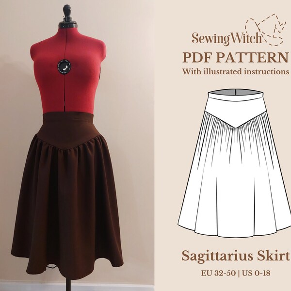 Sagittarius Skirt | PDF Sewing Pattern | PDF Pattern | Vintage Skirt Pattern | Dark Academia Sewing Pattern | Cottagecore Sewing Pattern
