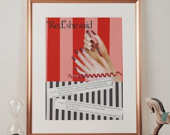 Red Nail Art Photo Print: Retro Glam, Old Hollywood Style (Unframed)