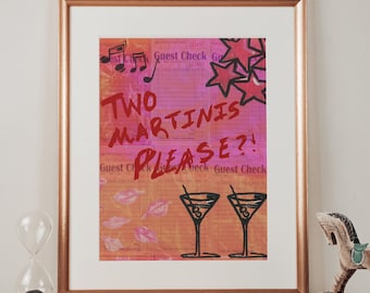 Martini Retro Poster- Designed  Posters- PRINTED POSTER - Trendy College Apartment Decor - Wall Art Poster - City Girl Art - Bar Cart Decor
