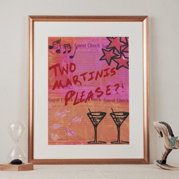 Martini Retro Poster- Designed  Posters- PRINTED POSTER - Trendy College Apartment Decor - Wall Art Poster - City Girl Art - Bar Cart Decor