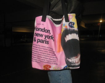 Fashion icon tote - Trendy Handbag - Artsy aesthetic tote bag - City Girl tote bag - gift for her- NYC- London- Paris- College Bag- Tote