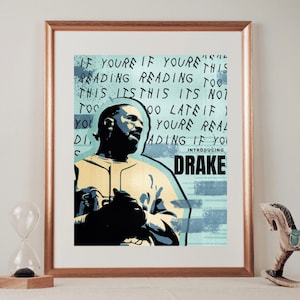 Drake Art Print - DRUKOWANY PLAKAT - Modny wystrój mieszkania studenckiego - Prezenty dla niego - Dla wszystkich psów plakat - Drake Print - Dekoracja wózka barowego-