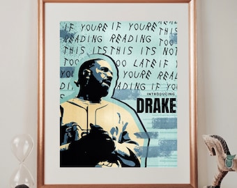 Drake Art Print - PRINTED POSTER - Trendy College Apartment Decor - Gifts for him- For all the dogs poster- Drake Print - Bar Cart Decor-