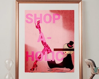 Shop A-Holic IT Girl Print - PRINTED POSTER - Trendy College Apartment Decor - Wall Art Poster - City Girl Art - Bar Cart Decor-