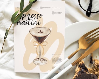Espresso Martini Art Print: Trendy Bar Cart Decor