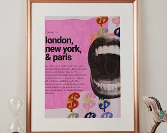 Fashion Icon Retro Art Print - PRINTED POSTER - Trendy College Apartment Decor - Wall Art Poster - City Girl Art - Bar Cart Decor- Travel