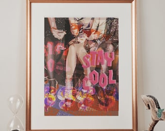 Stay Cool Retro Art Print - PRINTED POSTER - Trendy College Apartment Decor - Wall Art Poster - City Girl Art - Bar Cart Decor- NYC
