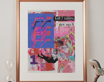 Retro Falling Graphic Poster Print