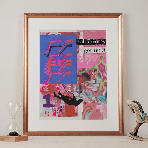 Retro Falling Graphic Poster Print