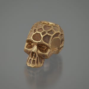 Brass Skull Bead 9/16&quot; - Stippled