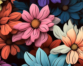 Colorful digital flowers