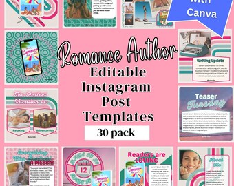 Instagram Template for Author Marketing for Romance Author Editable ...