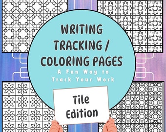 Word count tracker for author digital tiles coloring page writer planning digital download A4 PDF