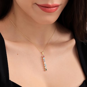 Custom Birthstone Necklace, Personalized Birthstone Necklace, Family Gemstone Necklace, Birthstone Jewelry, Mothers Day Gift, Gift for Women