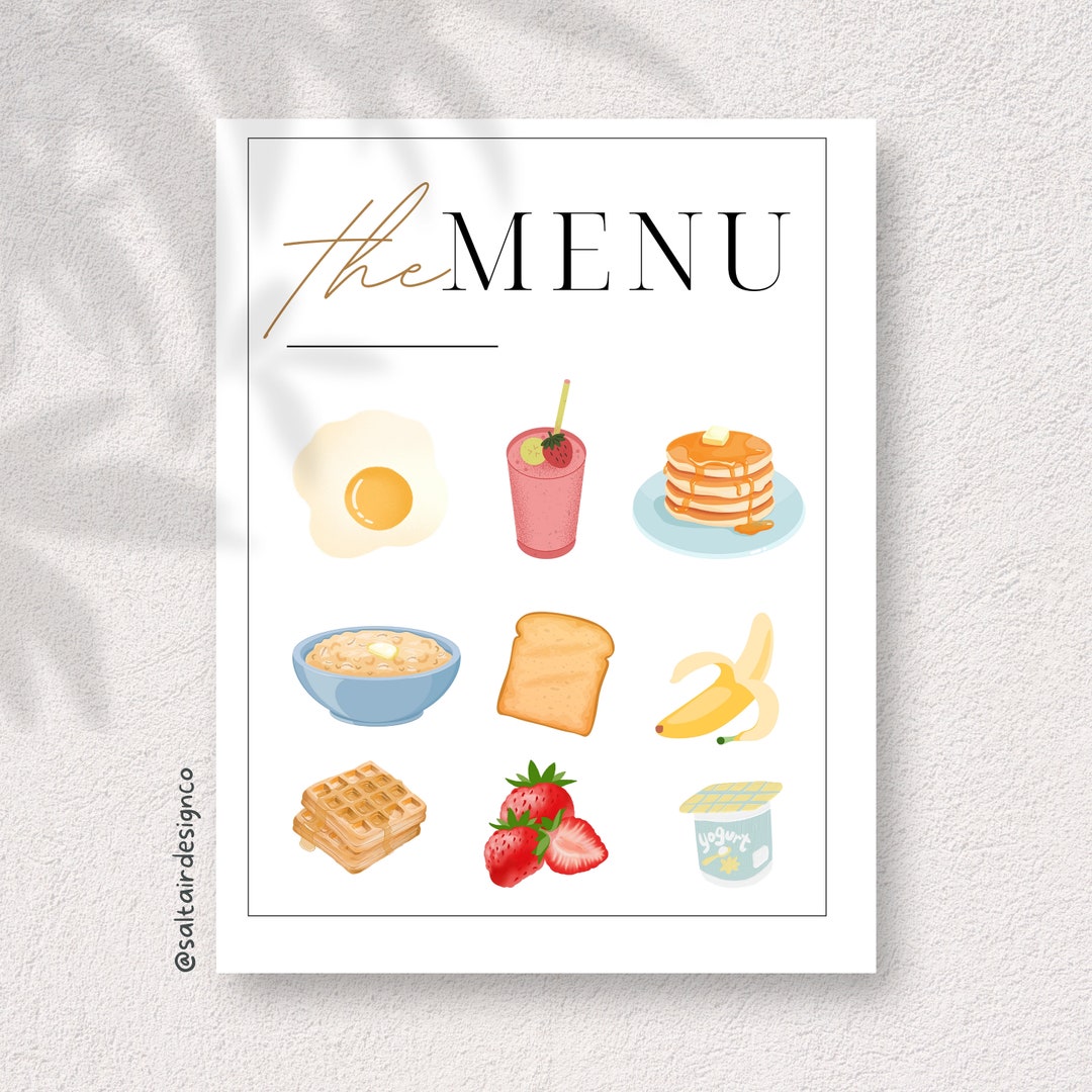 Printable Toddler Breakfast Menu - Etsy