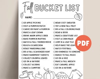 Lista de actividades de otoño imprimible: Actividades de otoño para familias y niños (Descarga PDF)