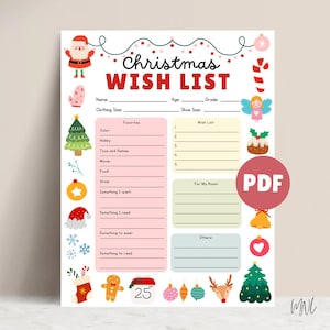 Weihnachtswunschliste Weihnachten zum Ausdrucken Weihnachtsbrief an Santa Wunschliste Kinder Weihnachtsliste Lieber Santa Brief zum Ausdrucken Urlaub Wunschliste